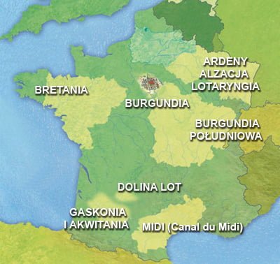 mapka Francji - gdzie można wynająć barkę turystyczną
