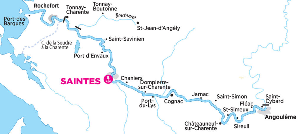 rzeka Charente i baza w Saintes